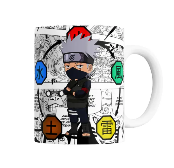 Taza de Cerámica Naruto Kakashi Chibi Elementos Manga