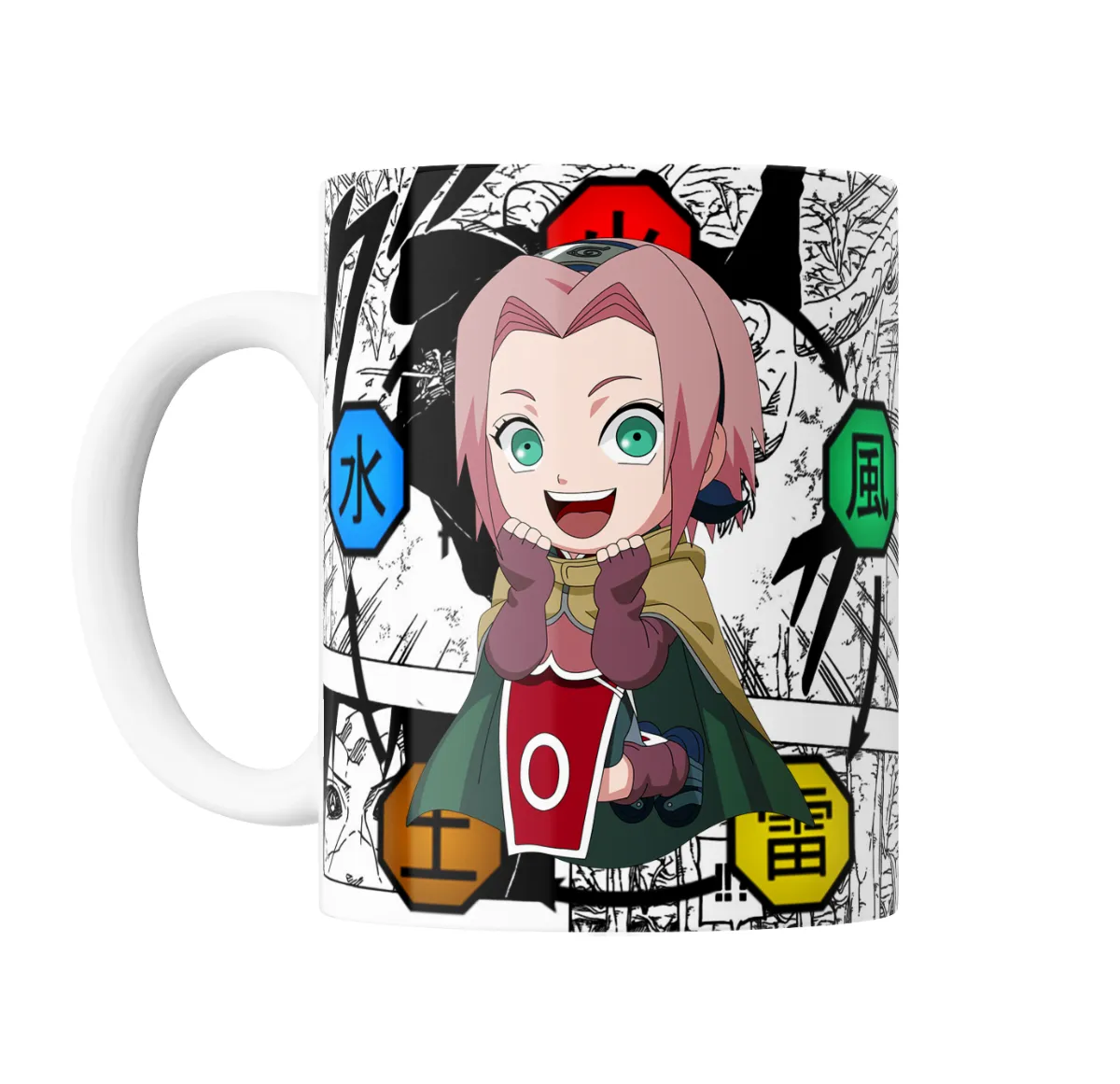 Taza de Cerámica Naruto Sakura Chibi Elementos - vista 2