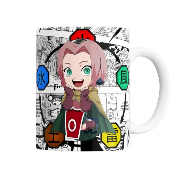 Taza de Cerámica Naruto Sakura Chibi Elementos