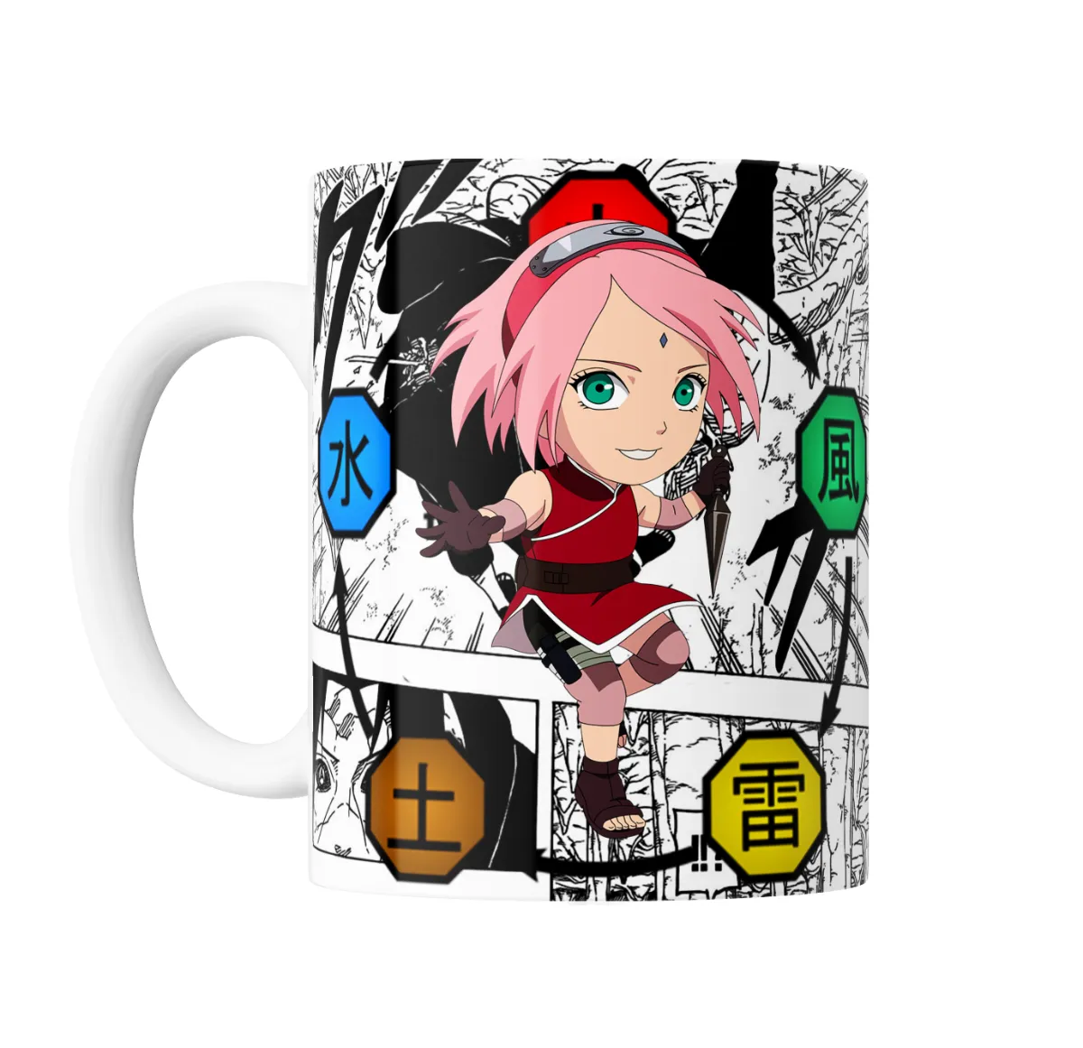 Taza de Cerámica Naruto Sakura Chibi Jutsu Elementos - vista 2