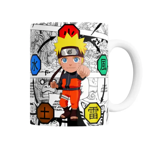 Taza de Cerámica Naruto Uzumaki Chibi Elementos Ninja