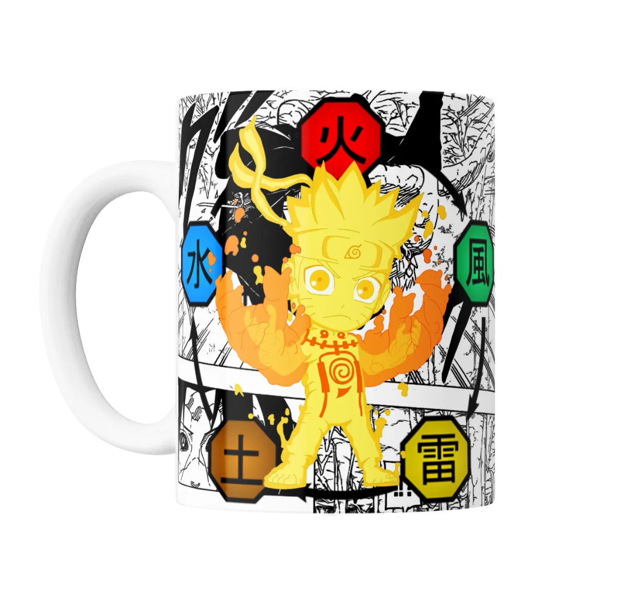 Taza de Cerámica Naruto Kurama Modo Chibi Elementos - vista 2
