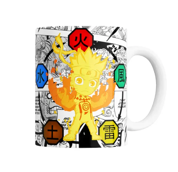 Taza de Cerámica Naruto Kurama Modo Chibi Elementos
