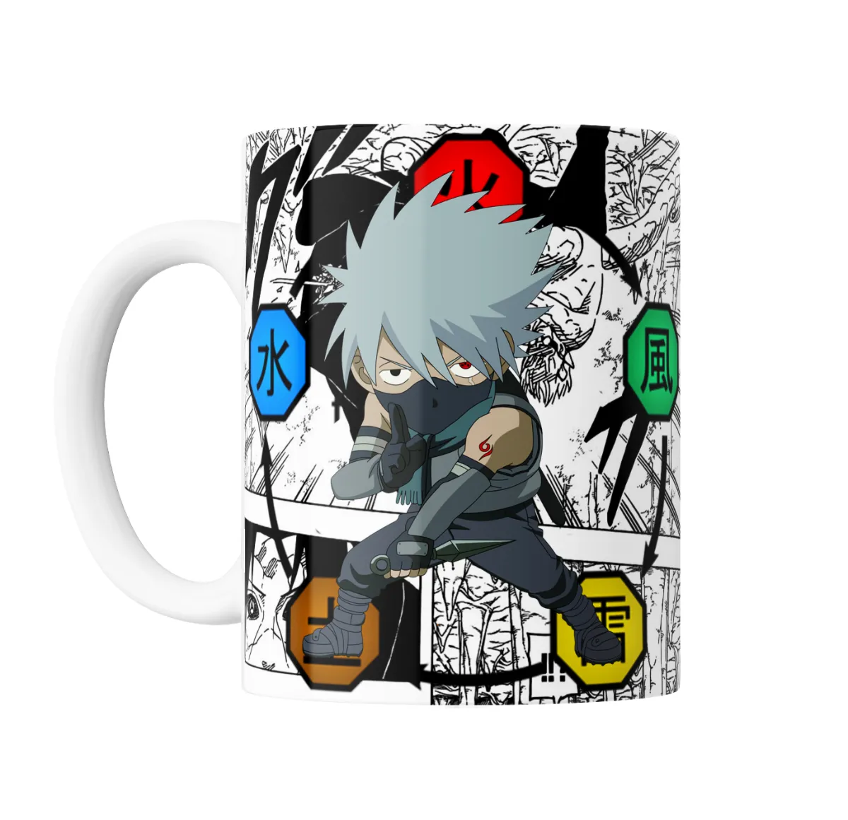 Taza de Cerámica Naruto Kakashi Chibi Elementos Ninja - vista 2