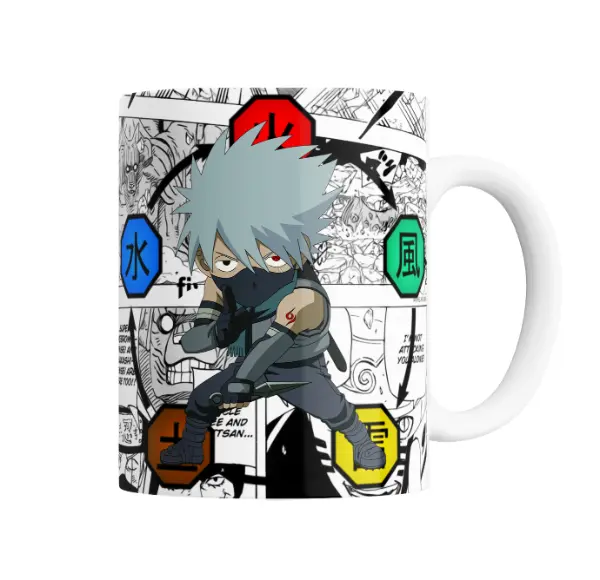 Taza de Cerámica Naruto Kakashi Chibi Elementos Ninja