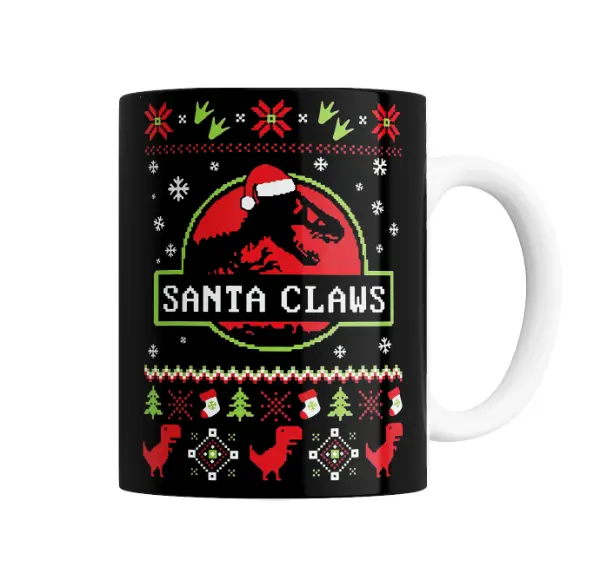 Taza de Cerámica Santa Claws T-Rex Navideño