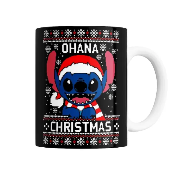 Taza de Cerámica Lilo & Stitch Stitch Navideño Ohana