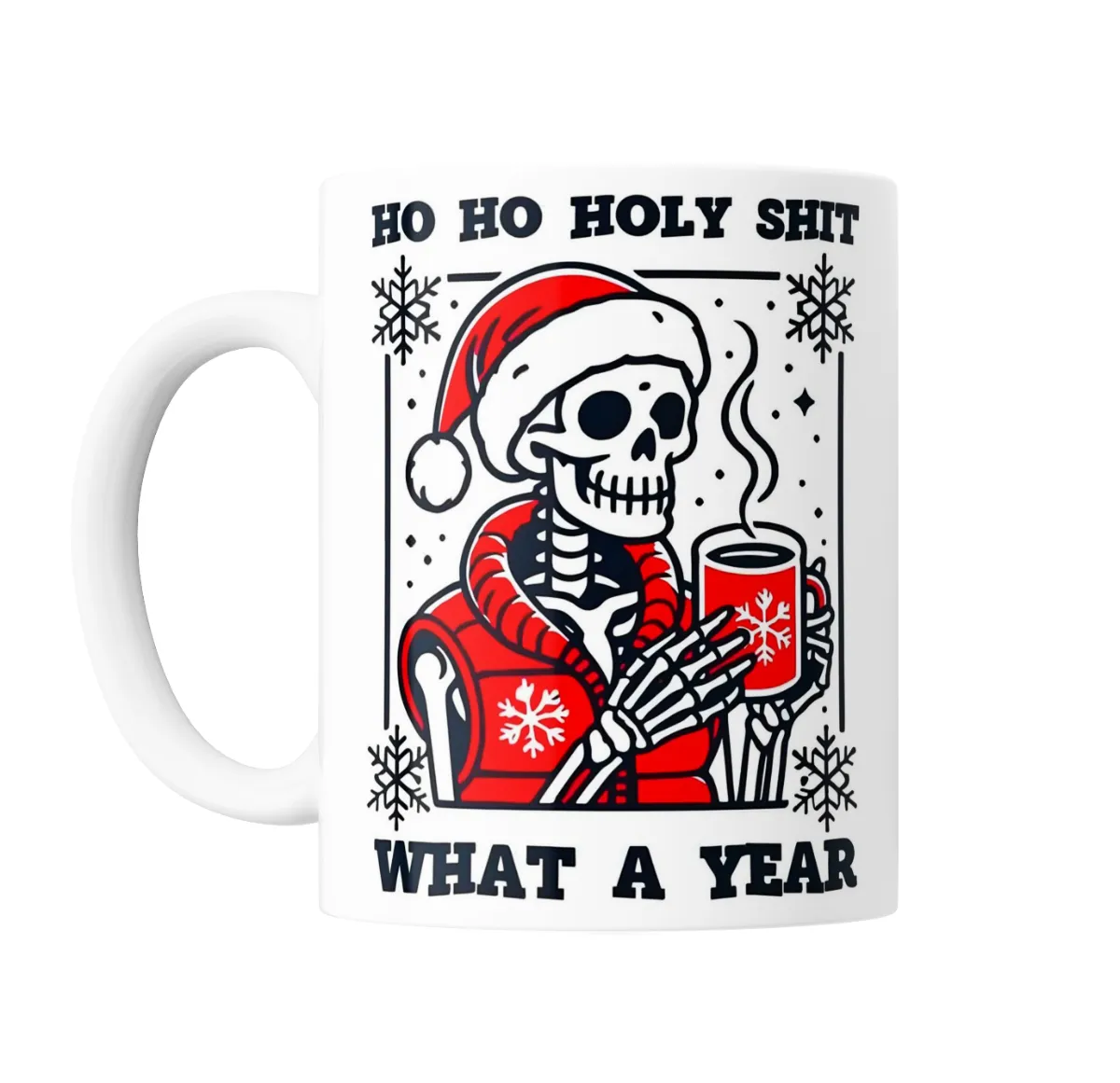 Taza de Cerámica Esqueleto Navideño Ho Ho Holy Shit What a Year - vista 2
