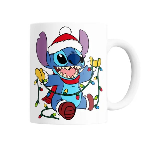 Taza de Cerámica Stitch Navidad con Luces