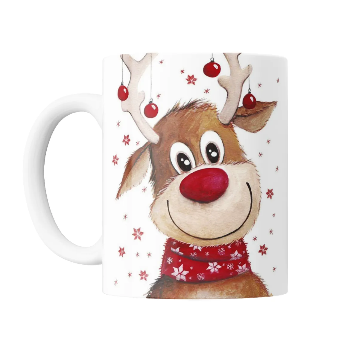 Taza de Cerámica Reno Navideño con Bufanda Roja - vista 2