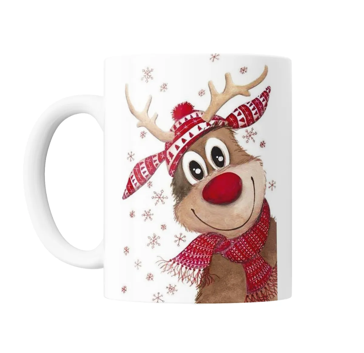 Taza de Cerámica Reno Navideño con Gorro y Bufanda - vista 2