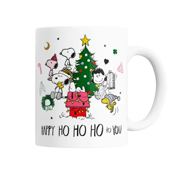 Taza de Cerámica Snoopy Navidad Árbol y Regalos Woodstock