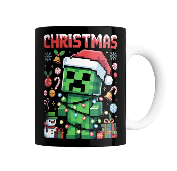 Taza de Cerámica Minecraft Creeper Navidad con Luces