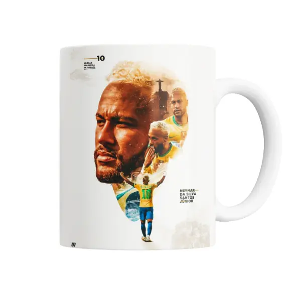 Taza de Cerámica Neymar Seleção Brasileira 10 Cristo Redentor
