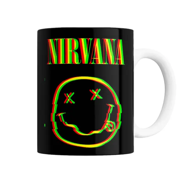 Taza de Cerámica Nirvana Smiley Glitch