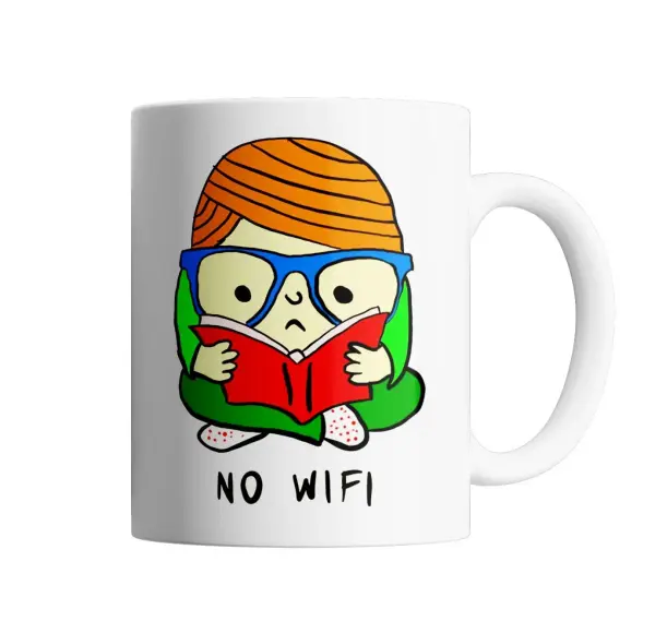 Taza de Cerámica No Wi Fi Chica Leyendo