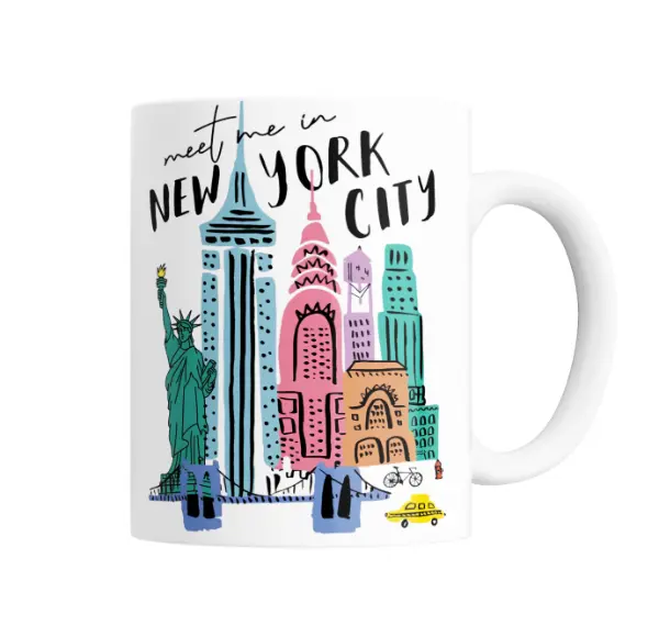 Taza de Cerámica Meet Me in New York City Skyline Colorido