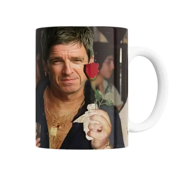 Taza de Cerámica Oasis Noel Gallagher con rosa