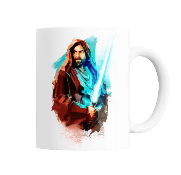 Taza de Cerámica Star Wars Obi-Wan Kenobi Sable de Luz Acuarela