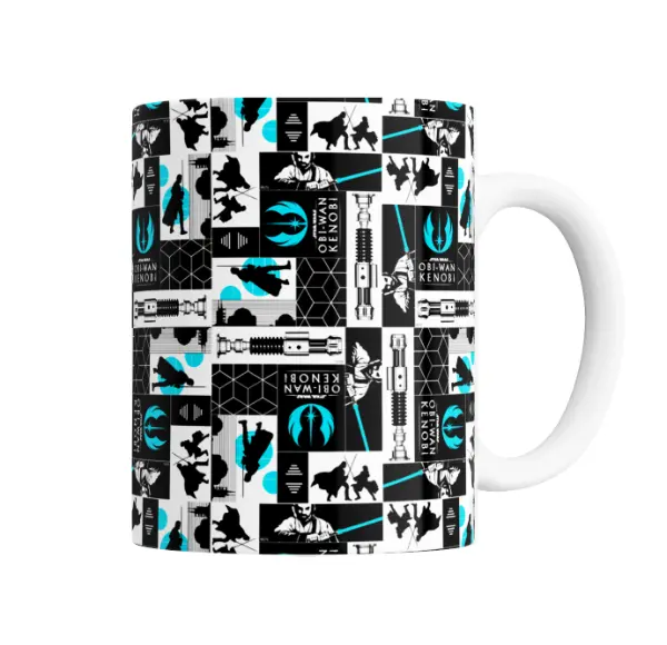 Taza de Cerámica Star Wars Obi-Wan Kenobi Diseño Patchwork Sables de Luz