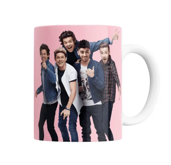 Taza de Cerámica One Direction Banda Foto Grupal Rosa