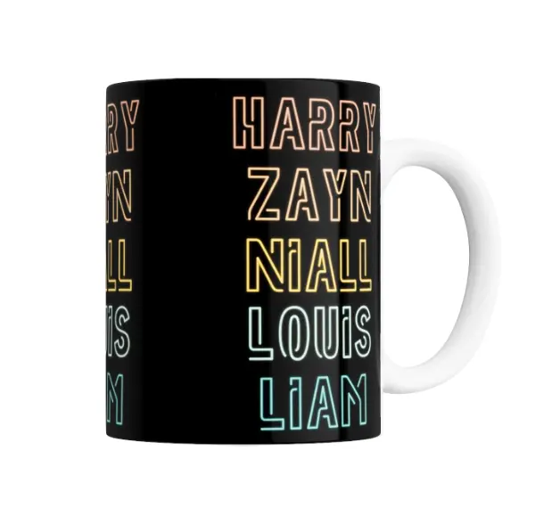 Taza de Cerámica One Direction Nombres en Neón