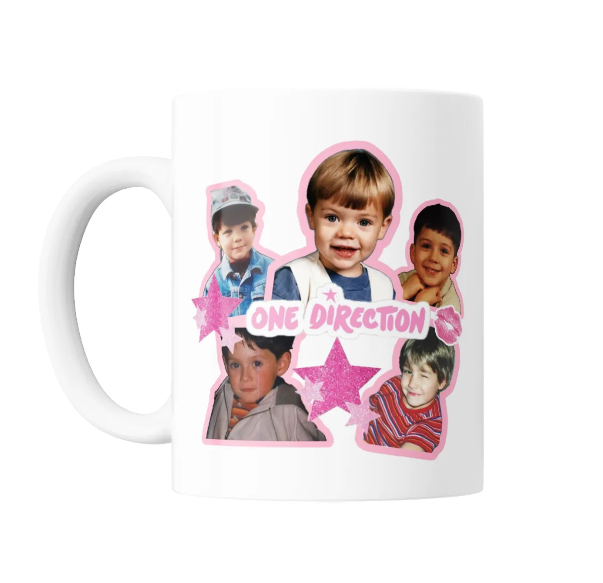 Taza de Cerámica One Direction Collage Rosa con Estrellas - vista 2