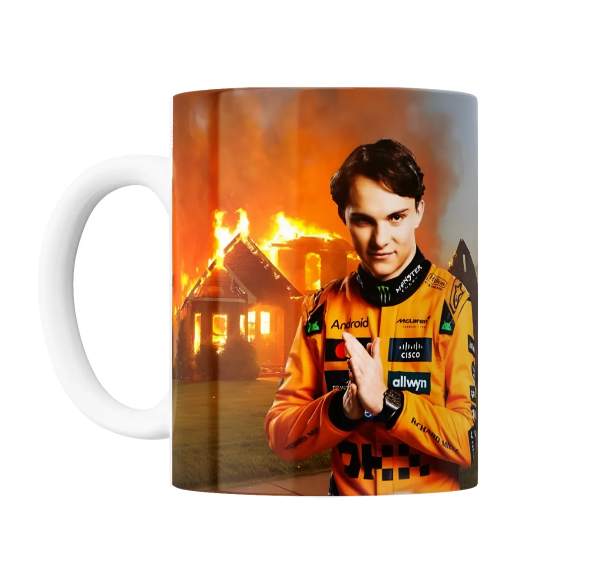 Taza de Cerámica Oscar Piastri Casa en Llamas - vista 2