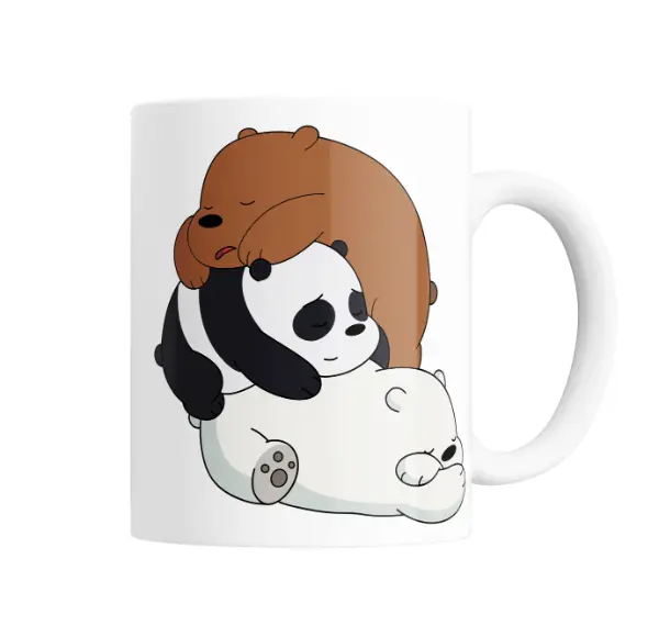 Taza de Cerámica Osos Escandalosos Grizzly Panda y Oso Polar Durmiendo
