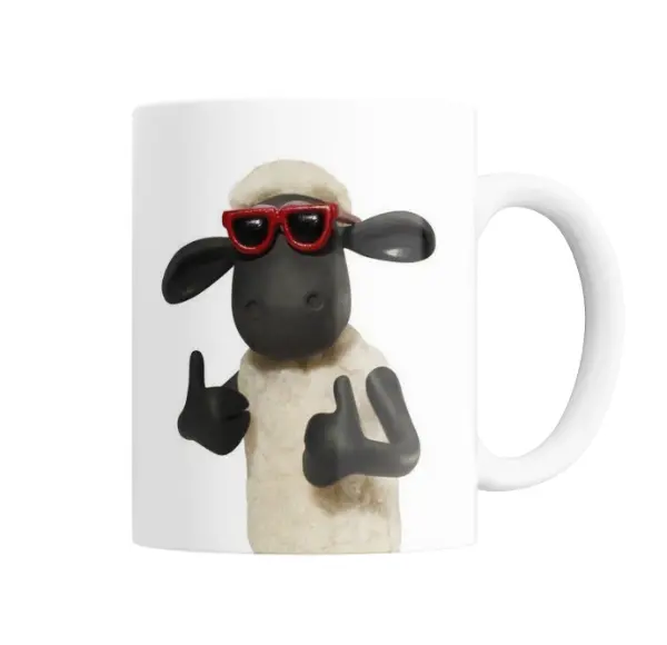 Taza de Cerámica Oveja Shaun con Lentes Rojos