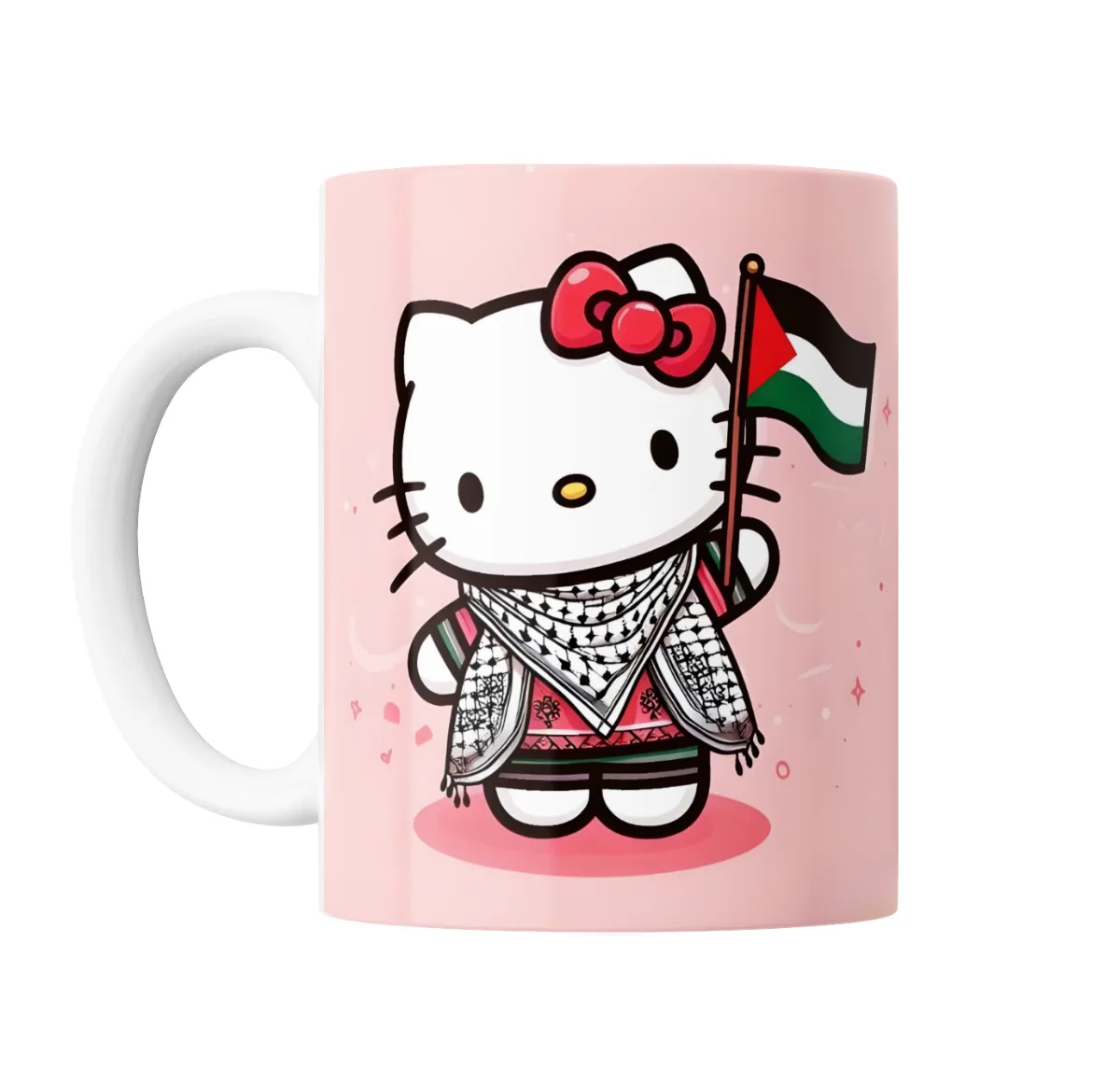 Taza de Cerámica Hello Kitty con Keffiyeh y Bandera Palestina - vista 2