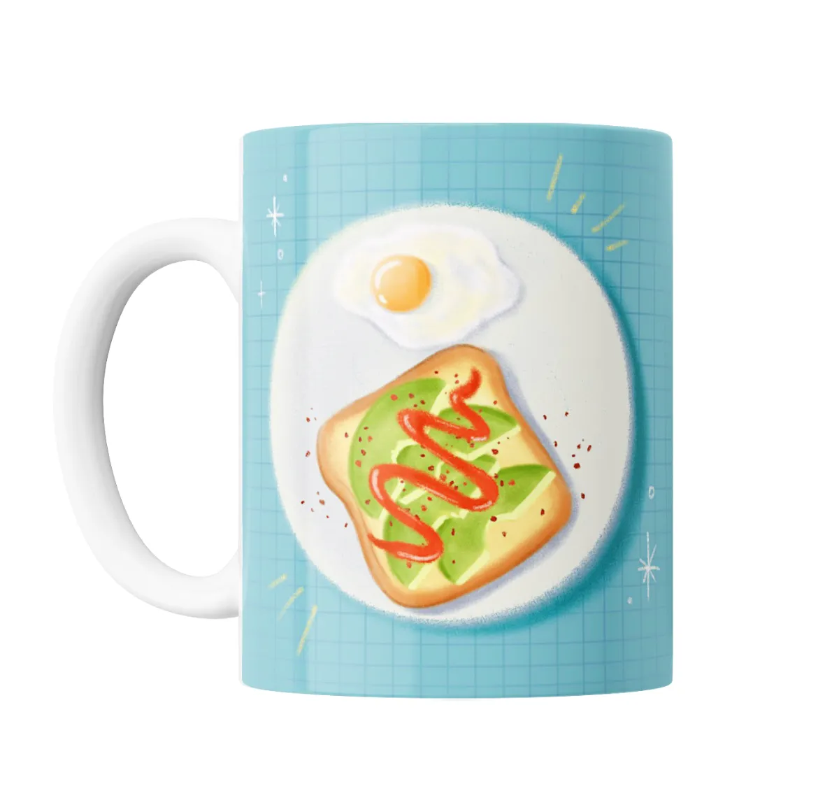 Taza de Cerámica Tostada de Palta con Huevo Frito - vista 2