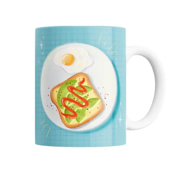 Taza de Cerámica Tostada de Palta con Huevo Frito