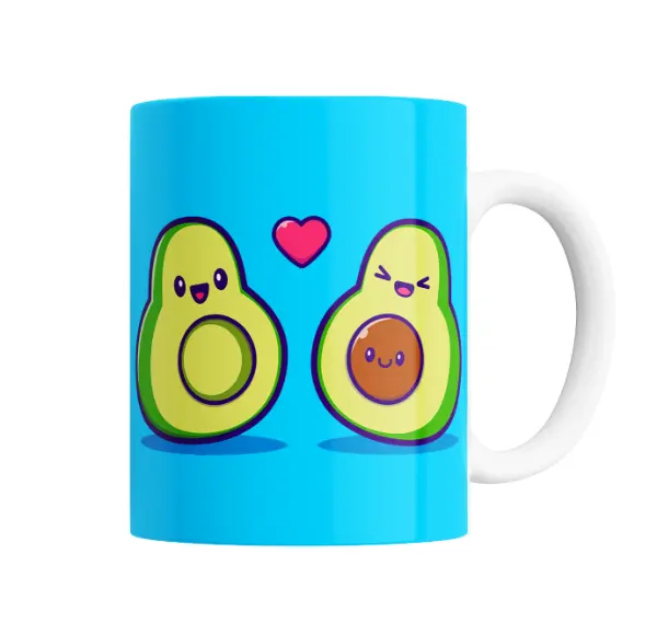 Taza de Cerámica Paltas Enamoradas Kawaii
