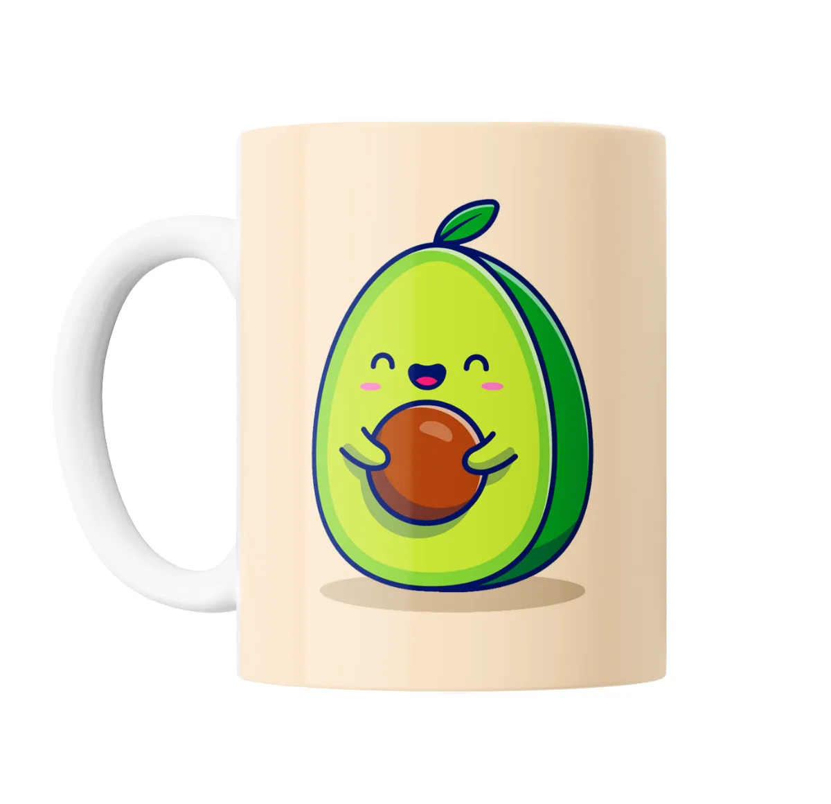 Taza de Cerámica Palta Kawaii Abrazando su Carozo - vista 2
