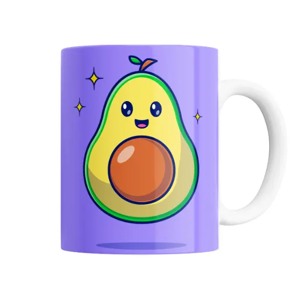 Taza de Cerámica Palta Kawaii Violeta
