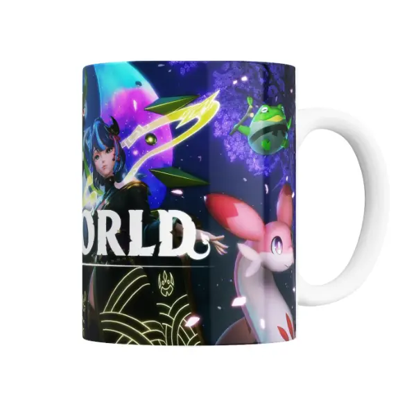 Taza de Cerámica Palworld Mascotas y Personaje Femenino