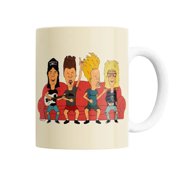 Taza de Cerámica Beavis and Butthead y Wayne's World en el sillón