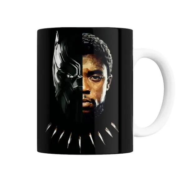 Taza de Cerámica Pantera Negra Mitad Máscara Mitad Rostro