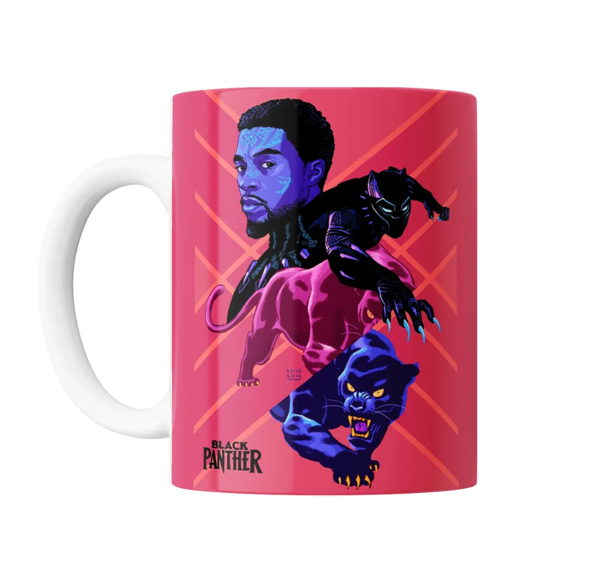 Taza de Cerámica Pantera Negra T'Challa Diseño Neón - vista 2