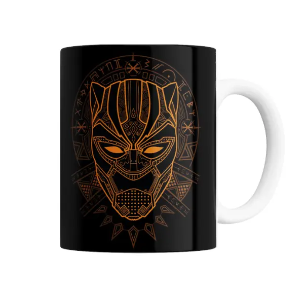 Taza de Cerámica Pantera Negra Máscara Dorada Vibranium