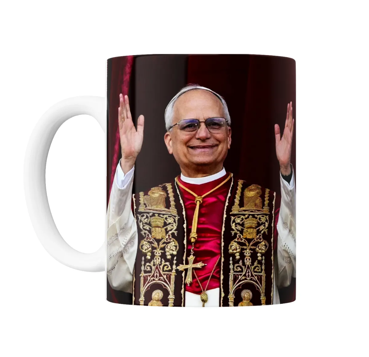 Taza de Cerámica Papa León XIV Saludando con Vestiduras Papales - vista 2