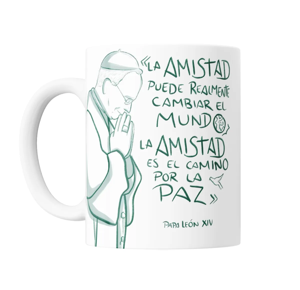 Taza de Cerámica Papa León XIV La Amistad Cambia el Mundo - vista 2