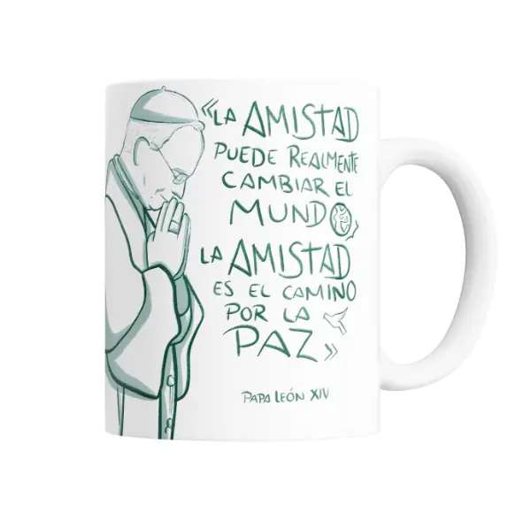 Taza de Cerámica Papa León XIV La Amistad Cambia el Mundo