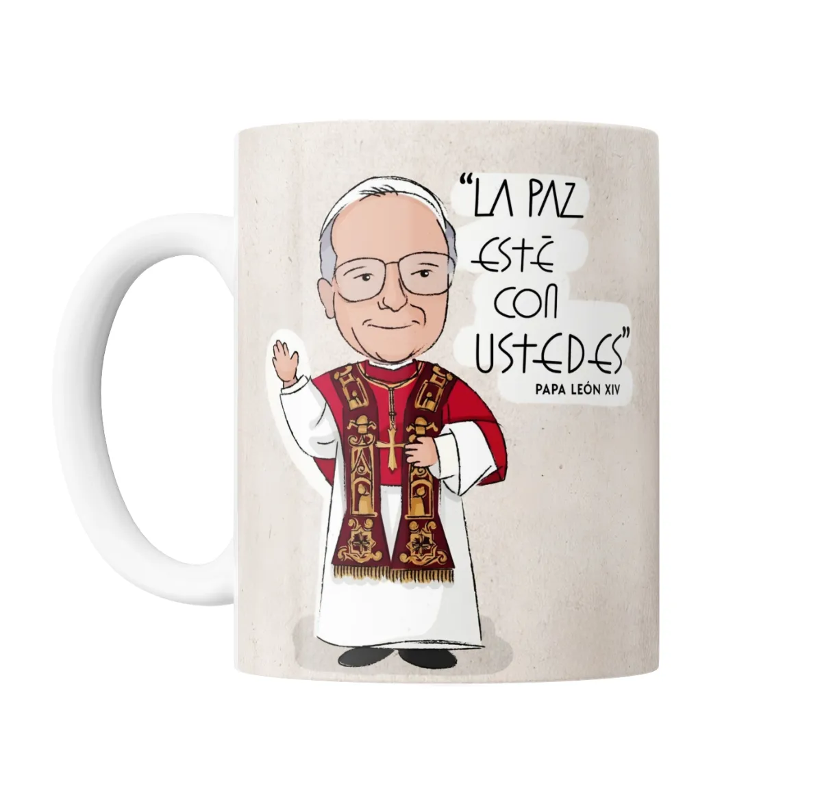 Taza de Cerámica Papa León XIV La Paz Esté con Ustedes - vista 2