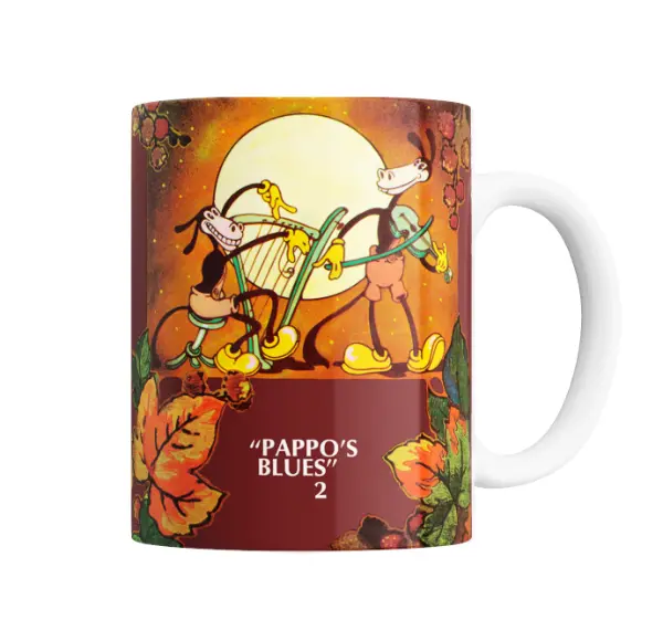 Taza de Cerámica Pappo Blues 2 Conejos Músicos Luna