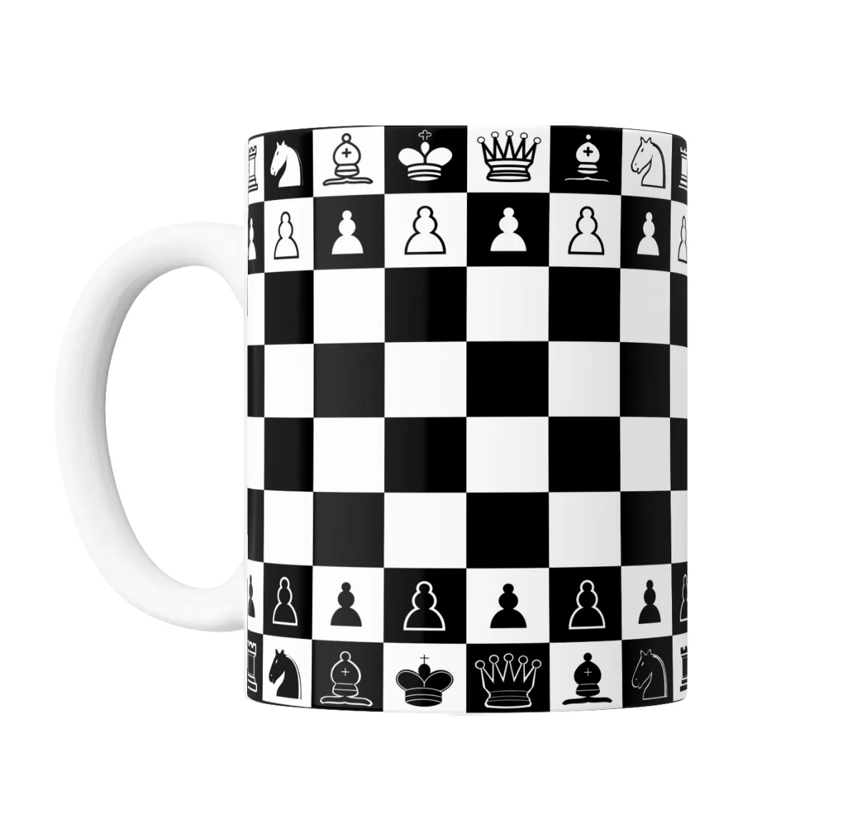 Taza de Cerámica Ajedrez Tablero y Piezas Blancas y Negras - vista 2