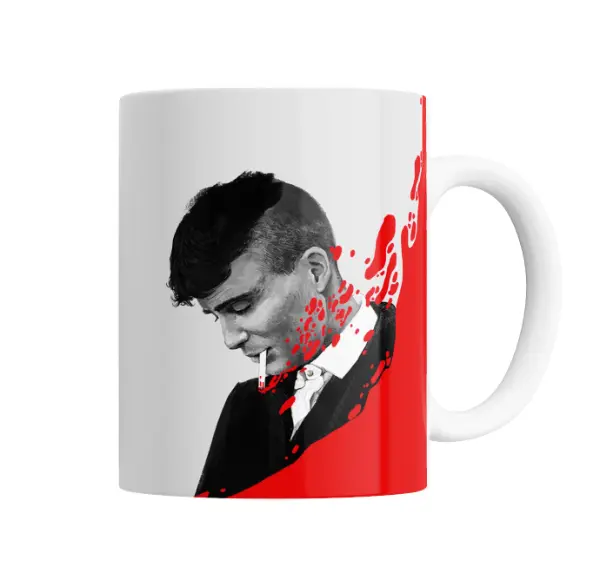 Taza de Cerámica Peaky Blinders Thomas Shelby con Cigarrillo y Sangre