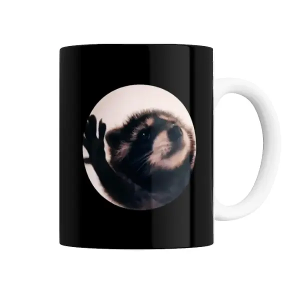 Taza de Cerámica Pedro Pedro Mapache con la mano levantada