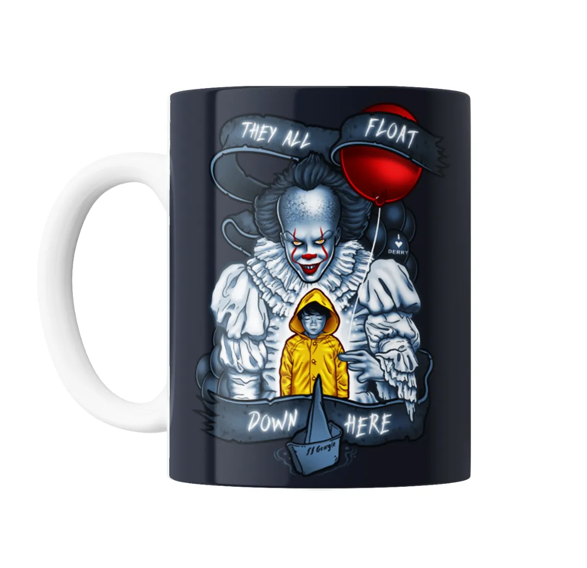 Taza de Cerámica Pennywise IT y Georgie Globo Rojo - vista 2